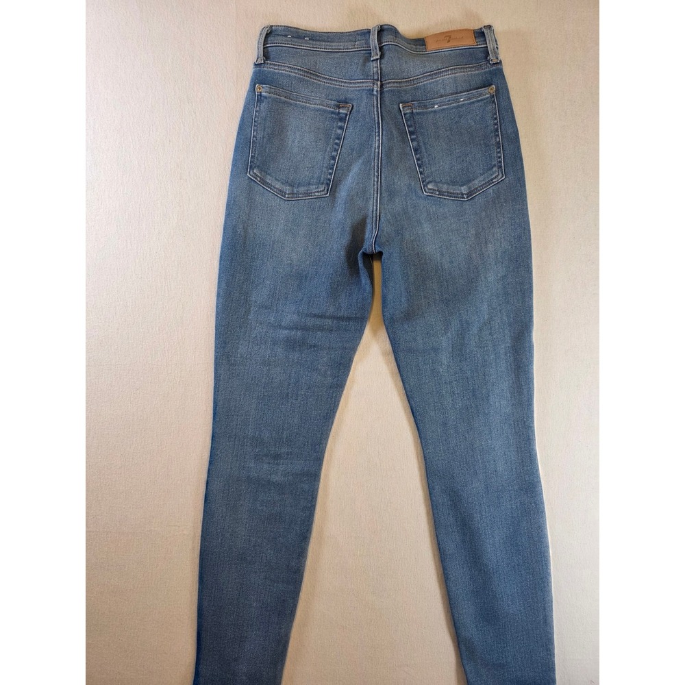 7 For All Mankind The High Waist Ankle Skinny Jeans Luxe Vintage Blue Size 29